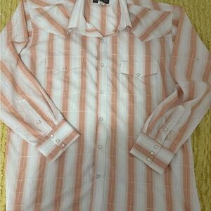 Vintage Ruddock Bros Shirt Makers Western Long Sleeve Orange white Snap Sz 2X